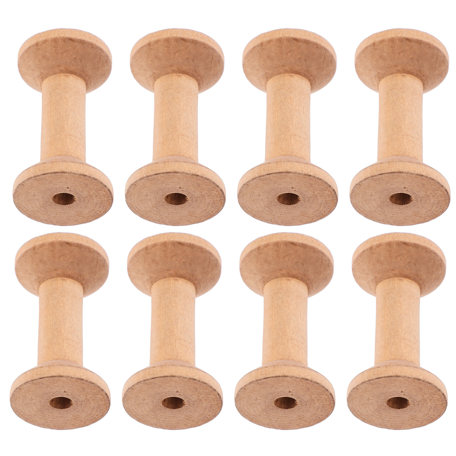 Embroidery Craft - 8Pcs Wooden Spools 70x40mm Punched Center