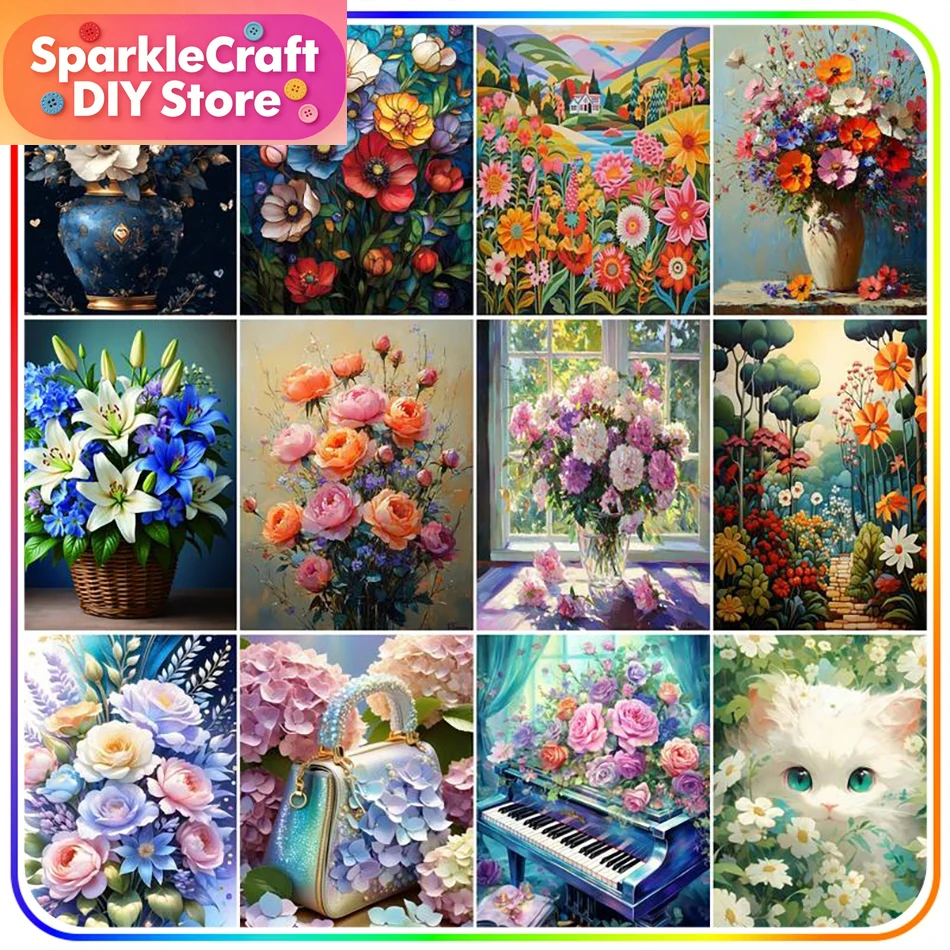 Embroidery Embellishments - 1pc frameless Diamond Painting Kits Flowers
