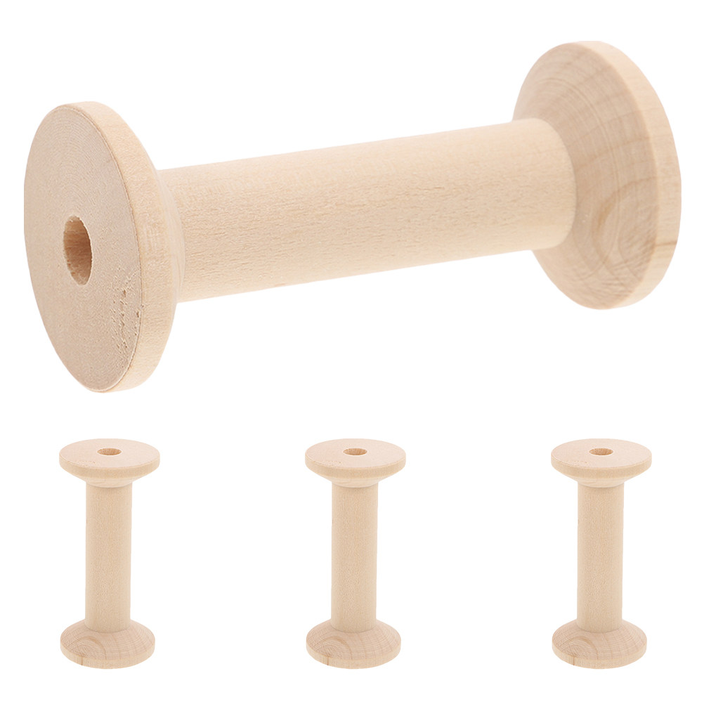 4Pcs Wooden Thread Spools Set  - Embroidery Craft avaliação e preço