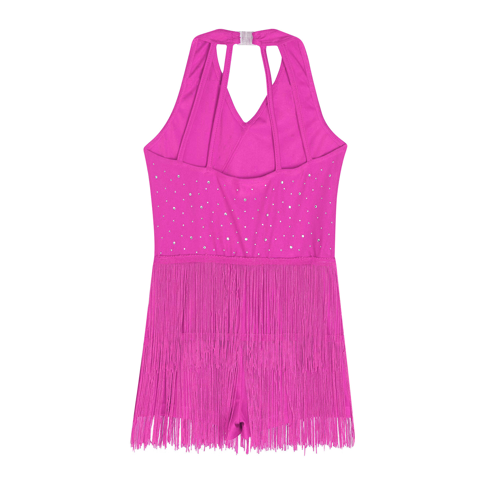 Kids Girls Latin Leotard Dress - Rhinestone Banding Trim avaliação e preço