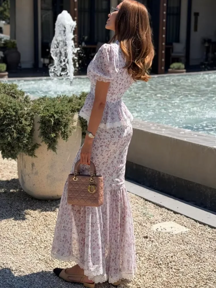 Floral Print Lace Top Skirts 2 - Elastic Lace Trim avaliação e preço