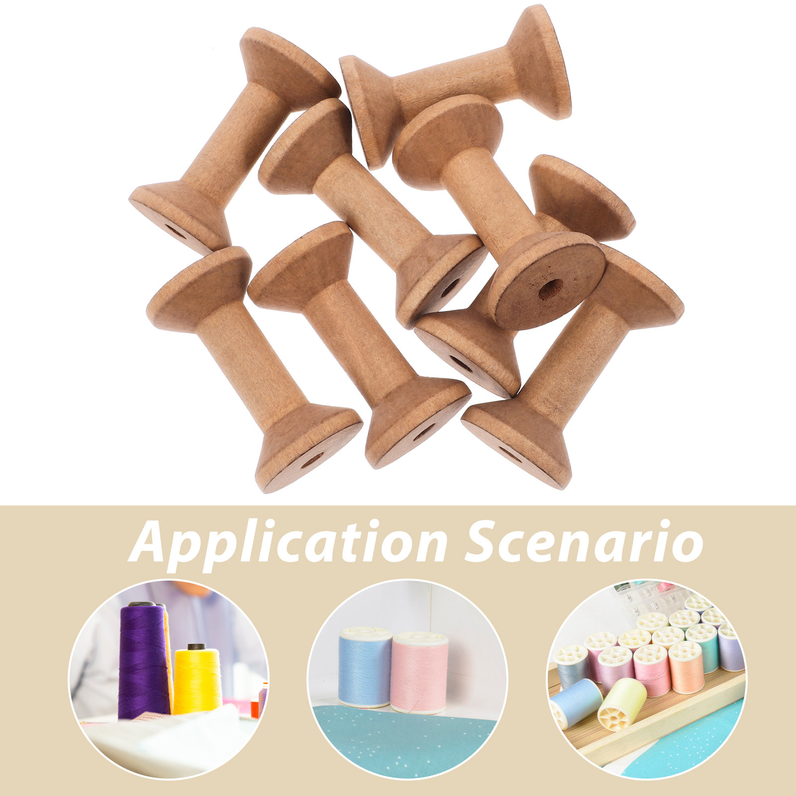 8Pcs Wooden Spools 70x40mm Pun - Embroidery Craft avaliação e preço