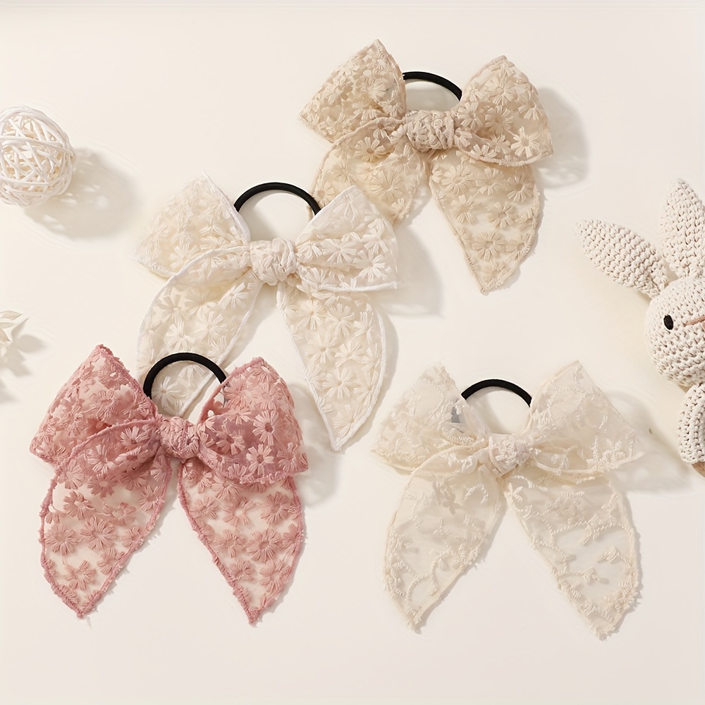 Elegant Lace Bow Hair Tie for  - Elastic Lace Trim avaliação e preço
