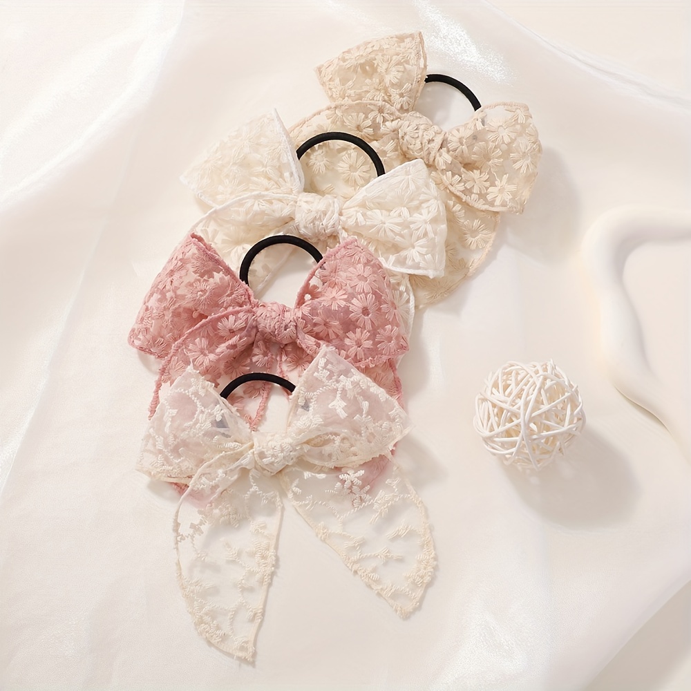 Elegant Lace Bow Hair Tie for  - Elastic Lace Trim avaliação e preço