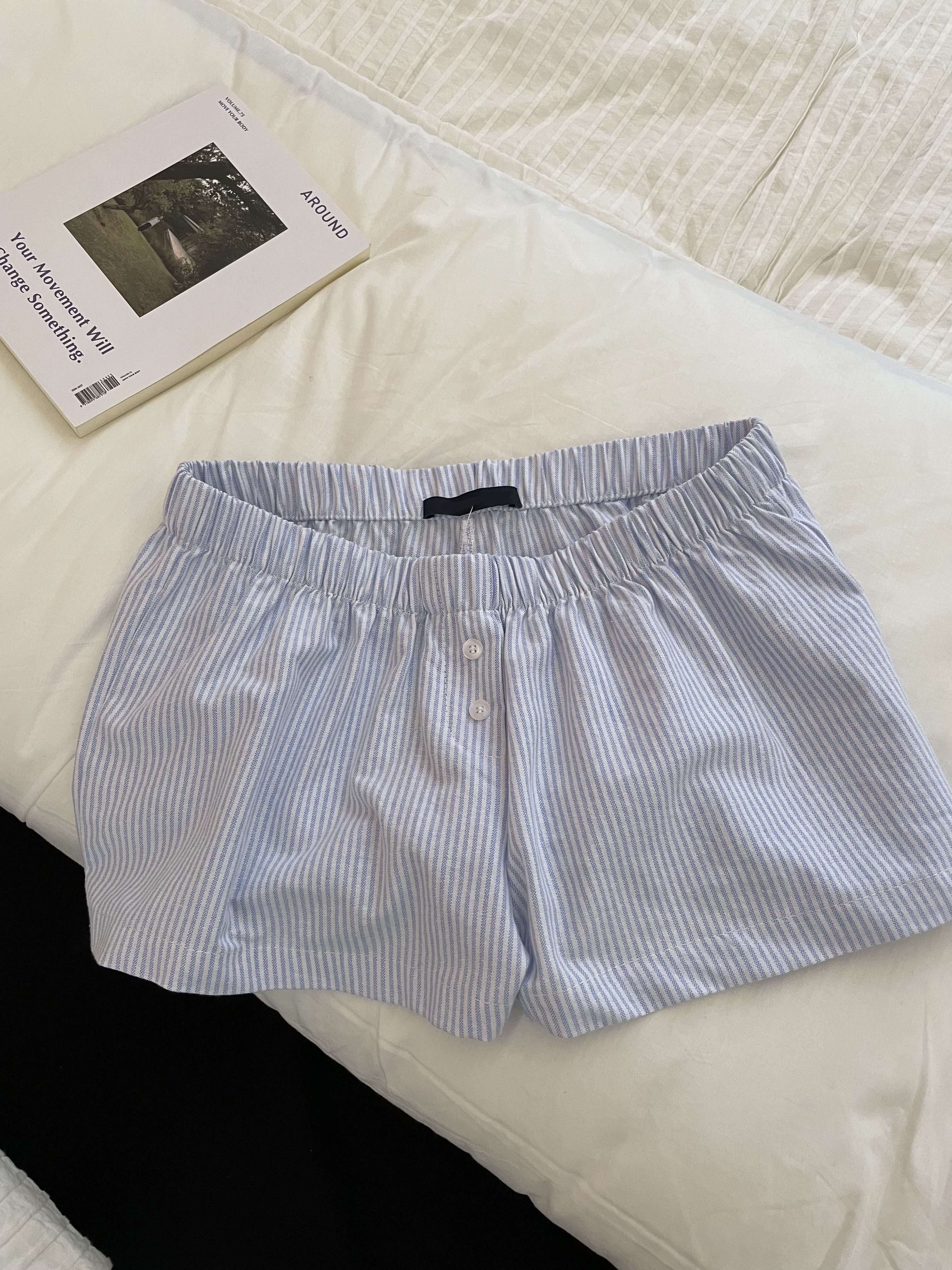 Blue Striped Shorts 2 Piece Se - Elastic Lace Trim avaliação e preço