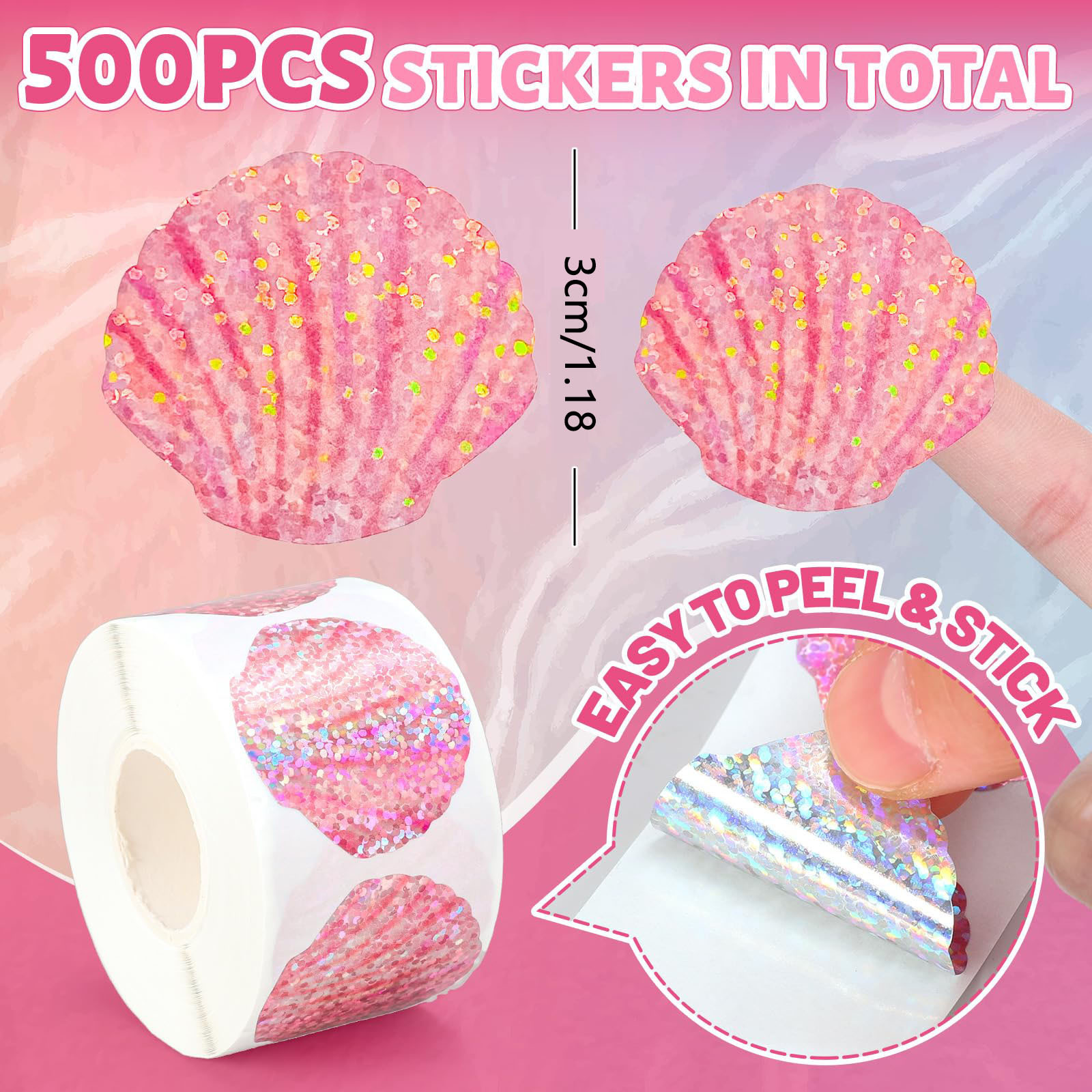 500 Pcs Summer Seashell Sticke - Glitter Vinyl Roll avaliação e preço