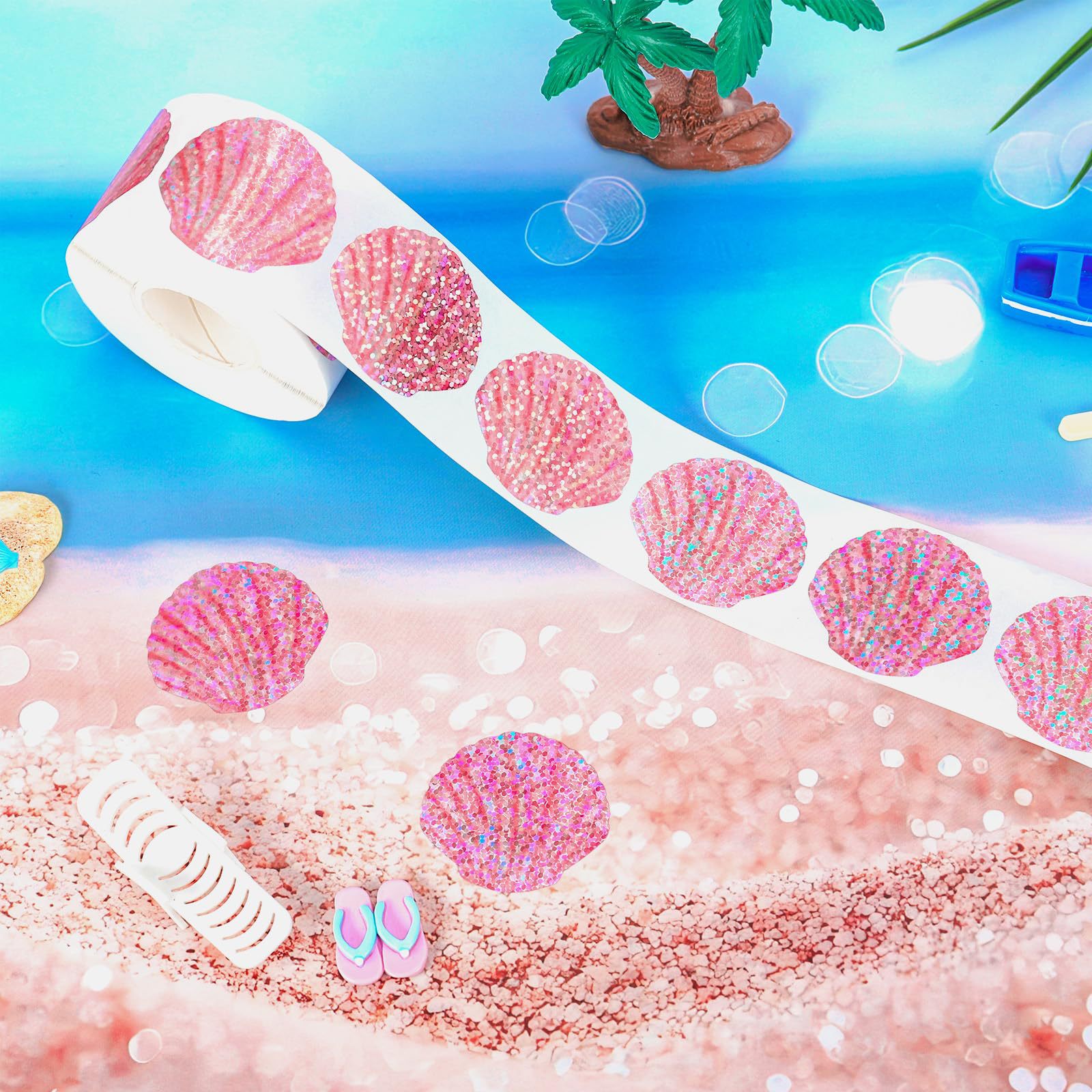 500 Pcs Summer Seashell Sticke - Glitter Vinyl Roll avaliação e preço