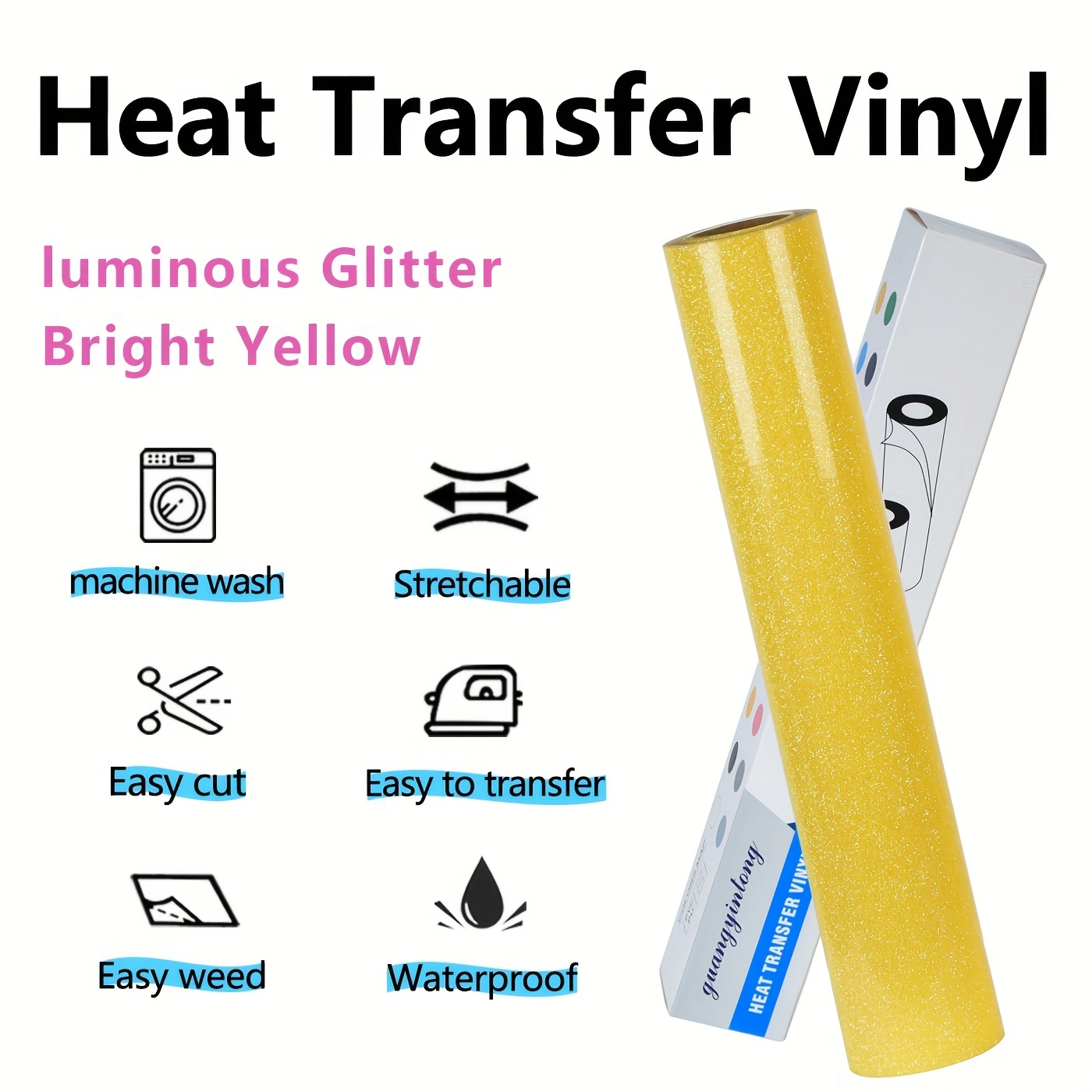 Glitter HTV Heat Transfer Viny - Glitter Vinyl Roll avaliação e preço
