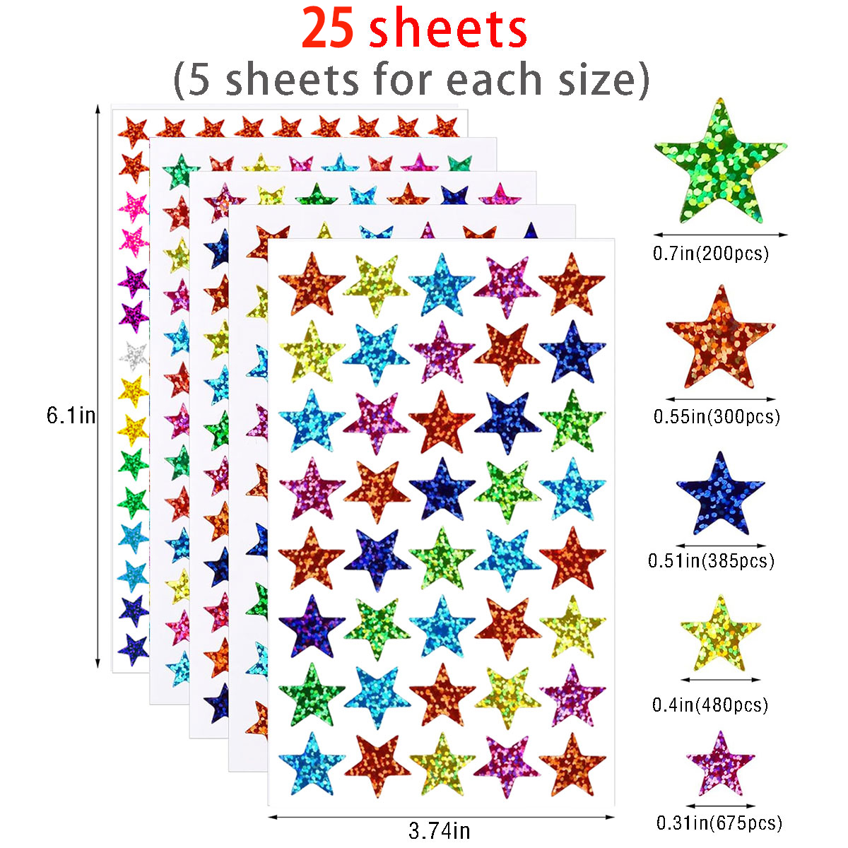 25 sheets Star Stickers 2040pc - Glitter Vinyl Roll avaliação e preço