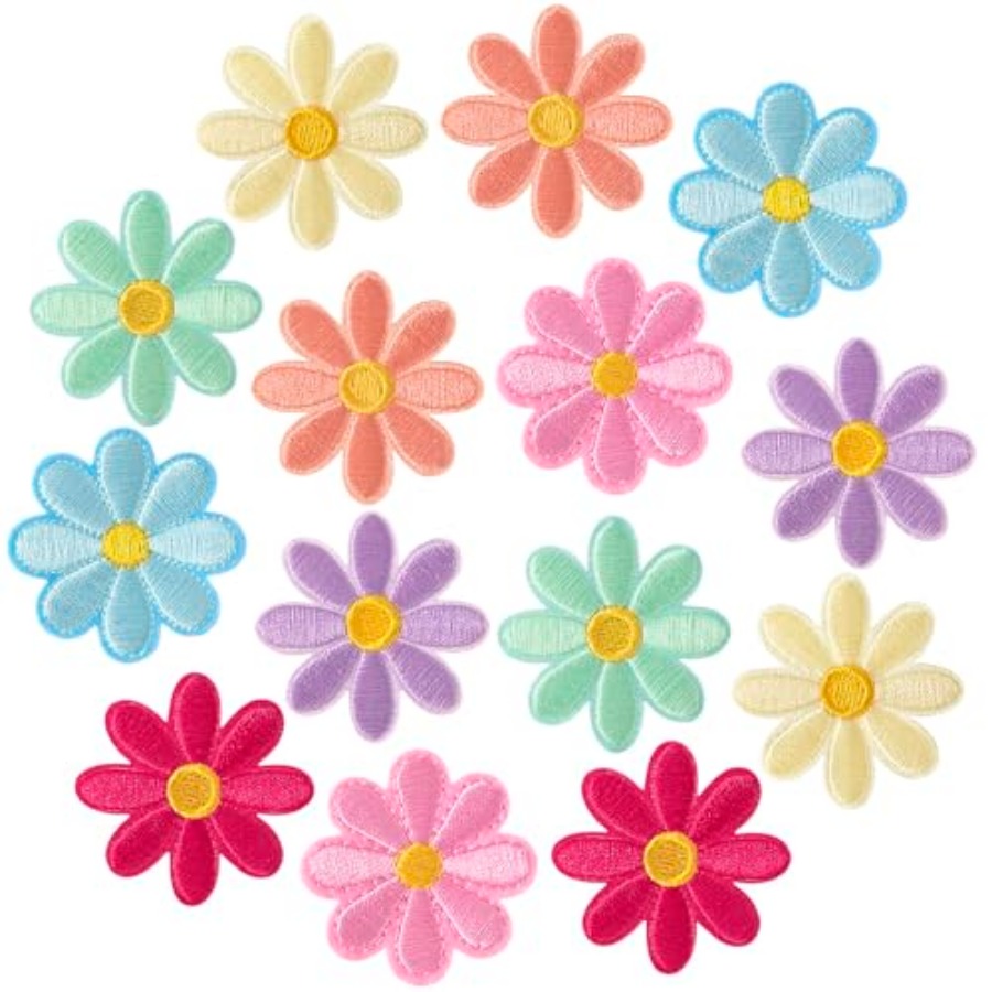 14 Pcs Flower Iron on Patches, - Applique Patch Flower avaliação e preço