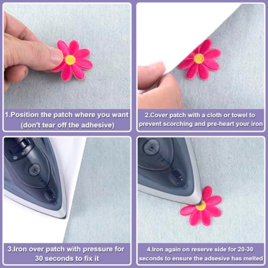 14 Pcs Flower Iron on Patches, - Applique Patch Flower avaliação e preço