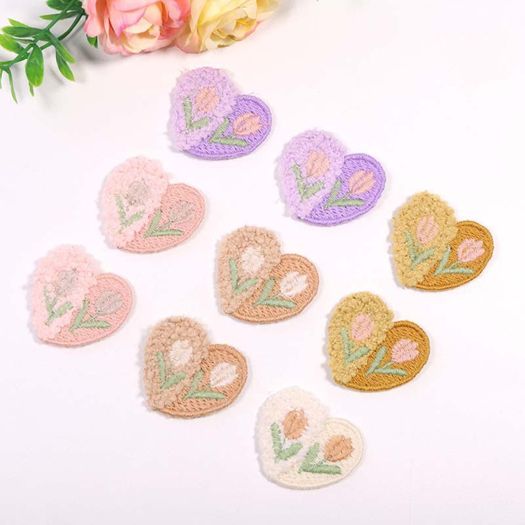 10PCS Wool Plush Love Flower A - Applique Patch Flower avaliação e preço