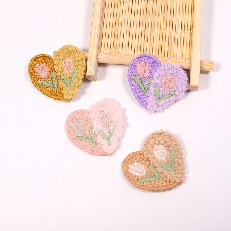 10PCS Wool Plush Love Flower A - Applique Patch Flower avaliação e preço