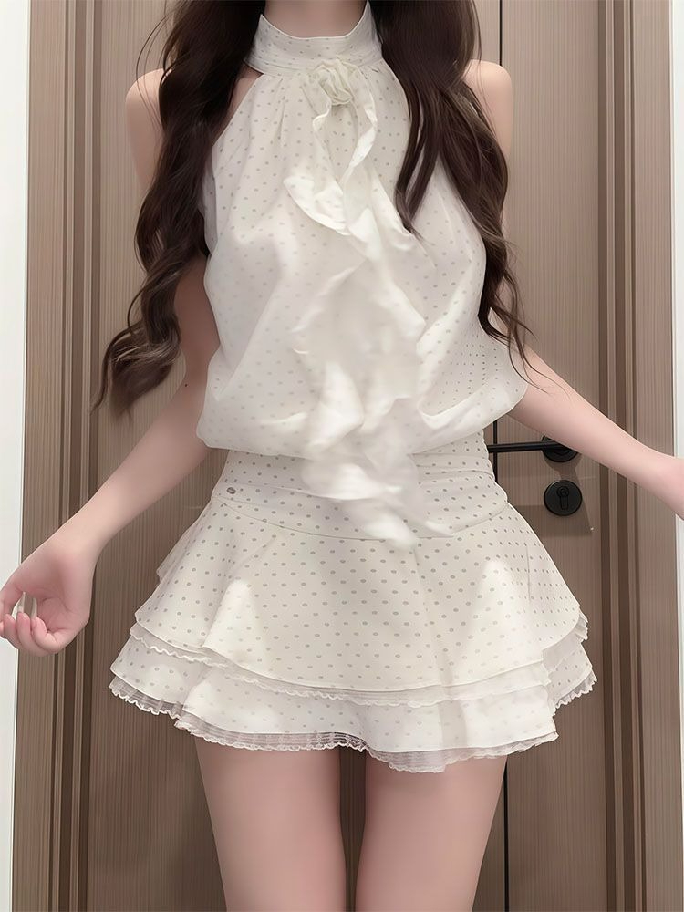 French Sweet Polka Dot 2 Piece - Elastic Lace Trim avaliação e preço