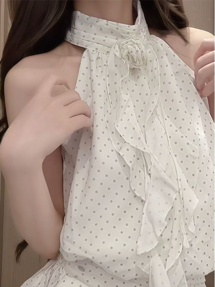 French Sweet Polka Dot 2 Piece - Elastic Lace Trim avaliação e preço
