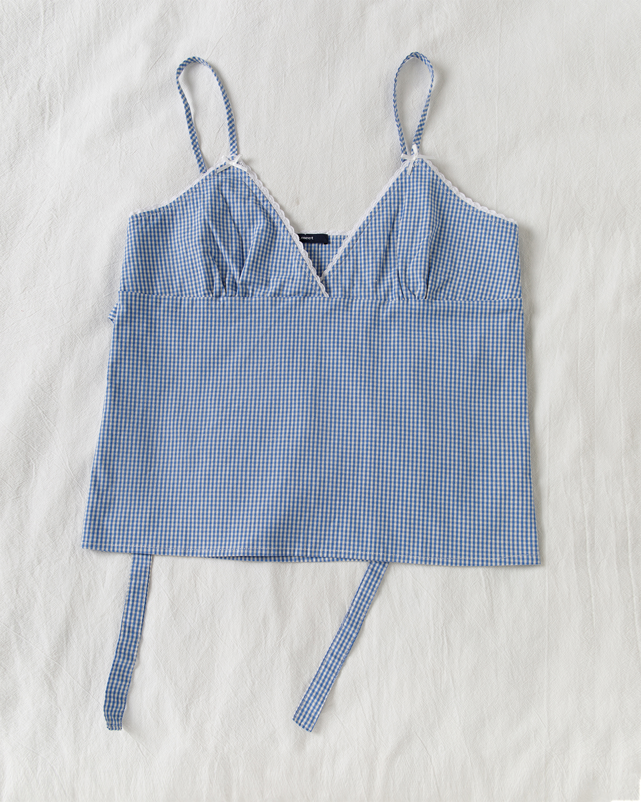 Blue Plaid Shorts 2 Piece Set  - Elastic Lace Trim avaliação e preço