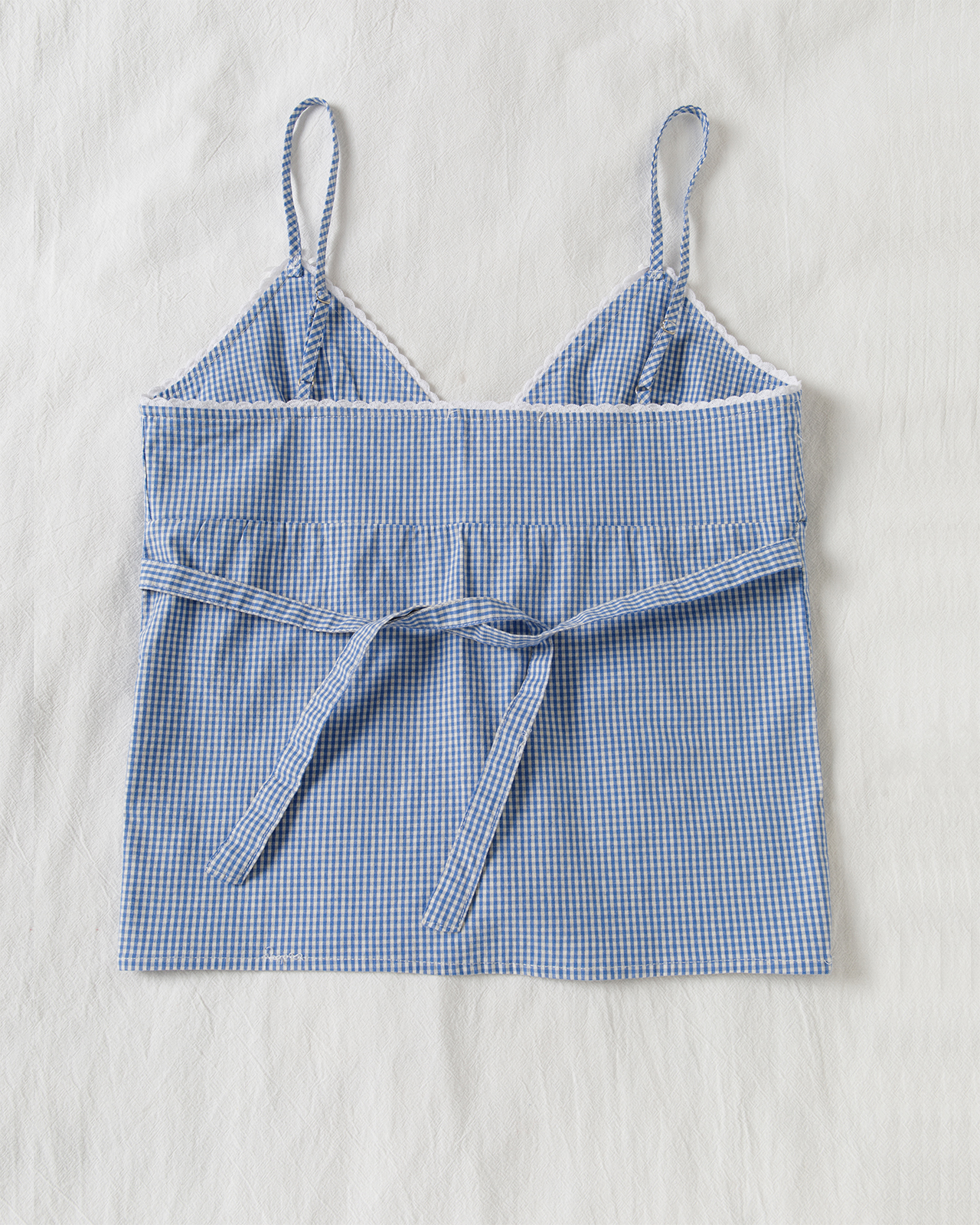 Blue Plaid Shorts 2 Piece Set  - Elastic Lace Trim avaliação e preço