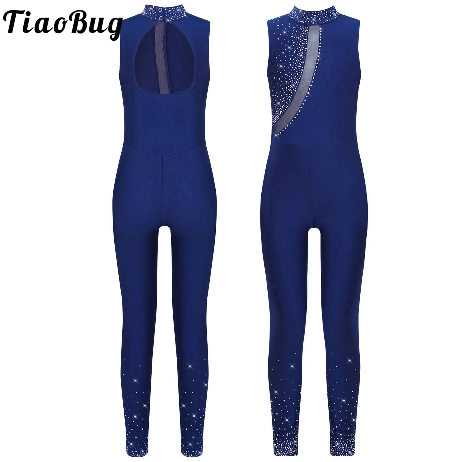 Kids Girls Sleeveless Gymnasti - Rhinestone Banding Trim avaliação e preço