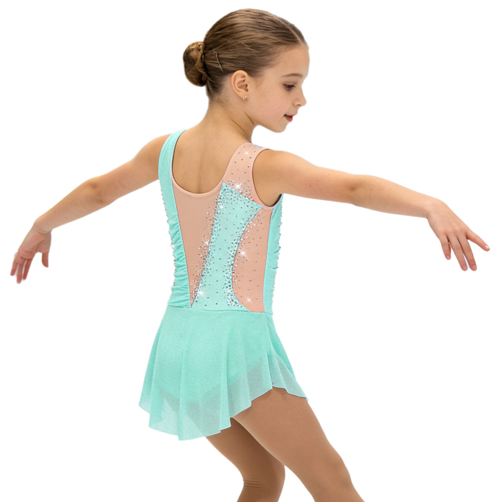 Kids Rhythmic Gymnastics Jerse - Rhinestone Banding Trim avaliação e preço