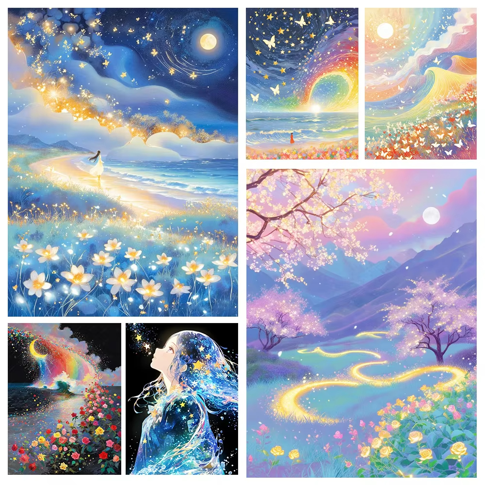 1PC frameless 5D DIY Anime Lan - Embroidery Embellishments avaliação e preço