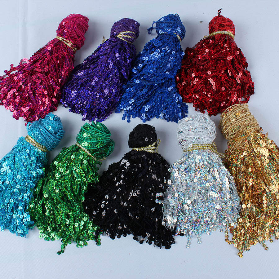 6 Meters/lot Holographic Sequi - Beaded Trim Fringe avaliação e preço