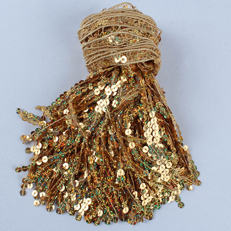 6 Meters/lot Holographic Sequi - Beaded Trim Fringe avaliação e preço