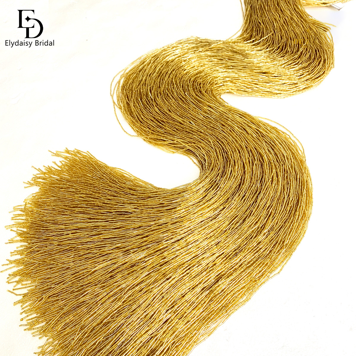 ELYDAISY 1Meter Length Champag - Beaded Trim Fringe avaliação e preço