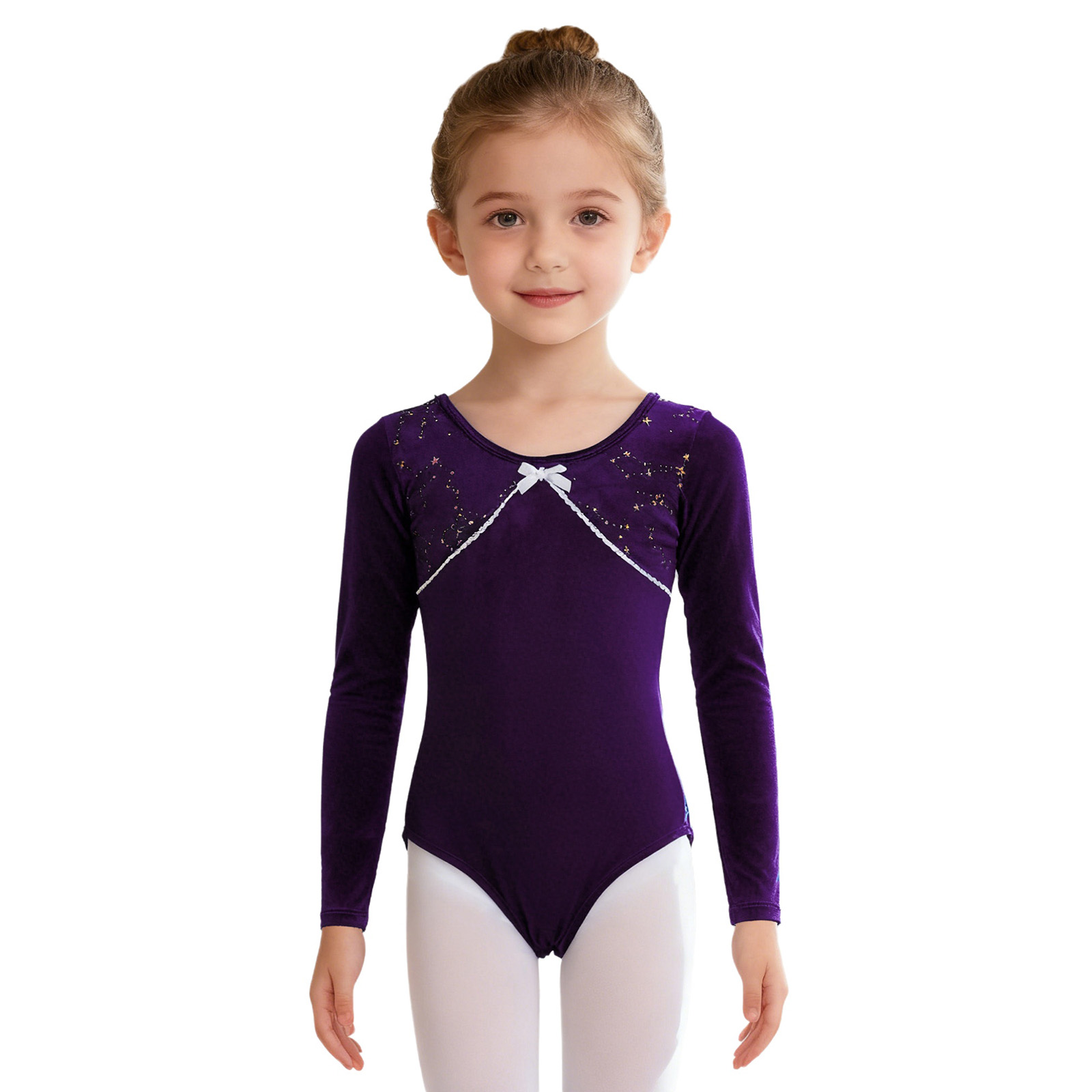 Kids Ballet Leotard Long Sleev - Elastic Lace Trim avaliação e preço