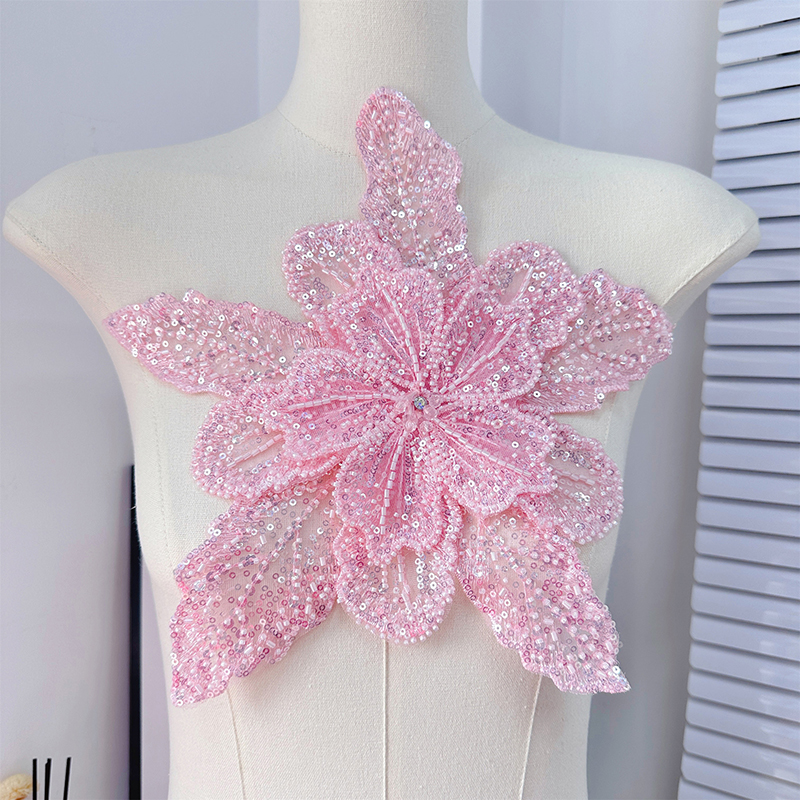 Sequin Beaded Flower Collar Ap - Applique Patch Flower avaliação e preço