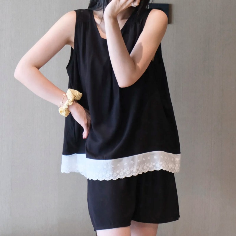 Women Sleeveless Lace Trim Lou - Elastic Lace Trim avaliação e preço