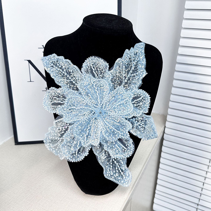 White Lace Sequin Beaded Flowe - Applique Patch Flower avaliação e preço