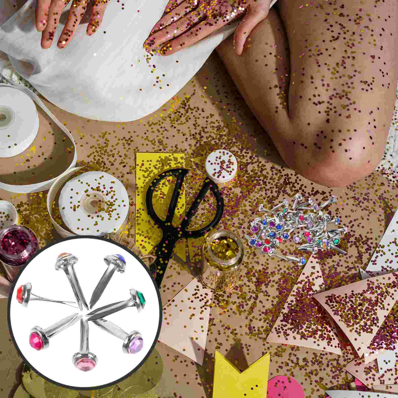 50Pcs Colorful Two Legged Meta - Embellishments For Scrapbooking avaliação e preço